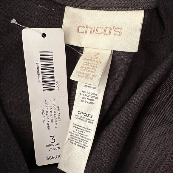 NWT Chico's The Ultimate Fit Juliet Straight Leg Pants 3 US XL 16/18 Gray Ponte - Picture 4 of 7